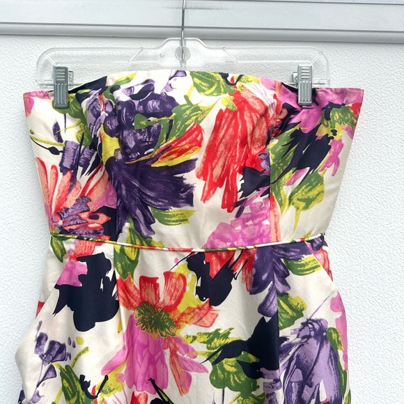 J.Crew Dress 100% Silk Strapless Floral Cocktail Party Sz 4 Chic Classy Pockets - Picture 7 of 13